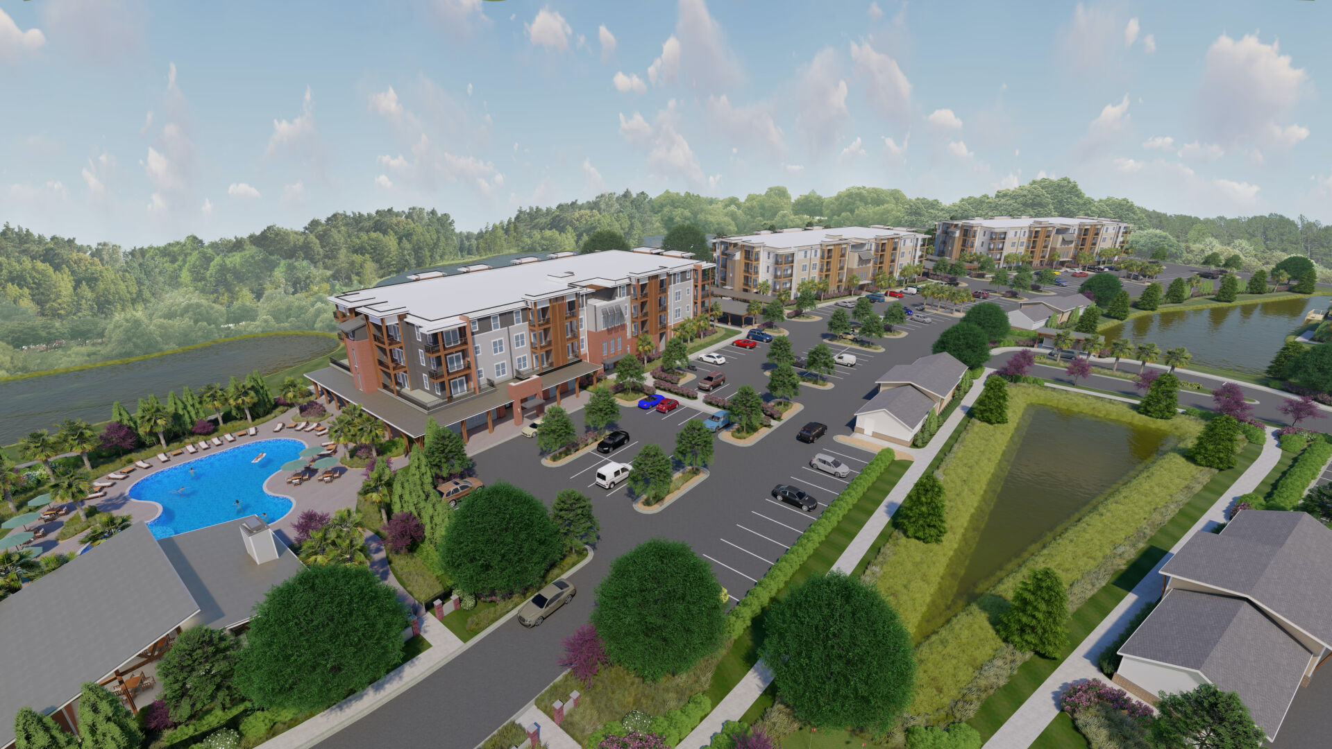 Aerial Rendering of The Retreat